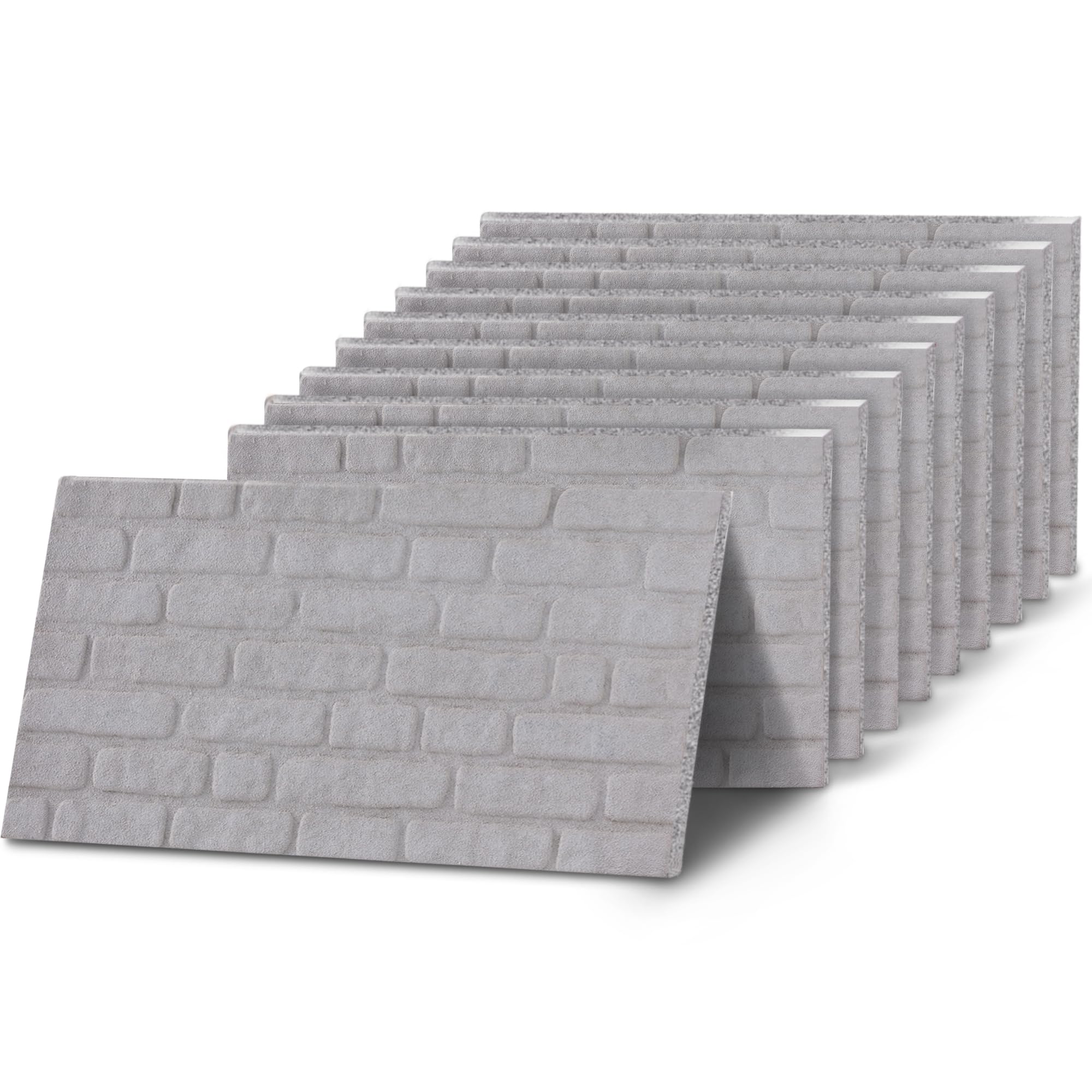 K&B Panels 3D Wall Panels, Rustic Brick Effect Styrofoam Wall Panelling Kit, Lightweight, Easy to Install, Dual Insulation to Reduce Acoustic Noise, Indoor & Outdoor (Rustic White) (10 Panels)