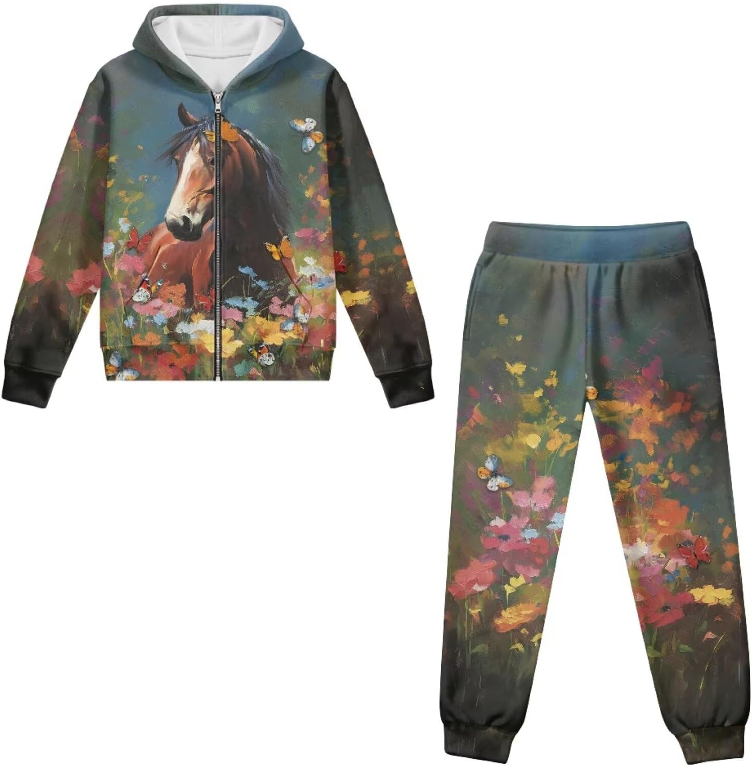 Zip Hoodie Jogger Set with Pockets for Boys 2 Piece Sets