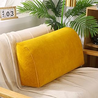 Comfort - Almohada de lectura con funda extraíble, almohada grande de cuña para apoyo lumbar en color amarillo, 70 x 35 x 17 cm