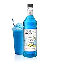 Vista 1 de Monin - Blue Cotton Candy Jarabe prémium para limonadas, batidos, refrescos y más (botella de plástico sin BPA, 1 litro)