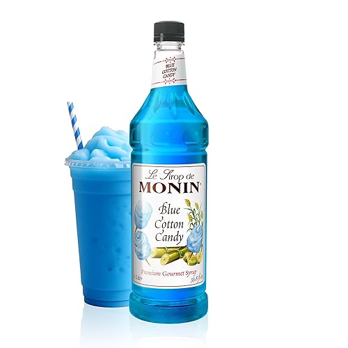 Monin - Blue Cotton Candy Jarabe prémium para limonadas, batidos, refrescos y más (botella de plástico sin BPA, 1 litro)