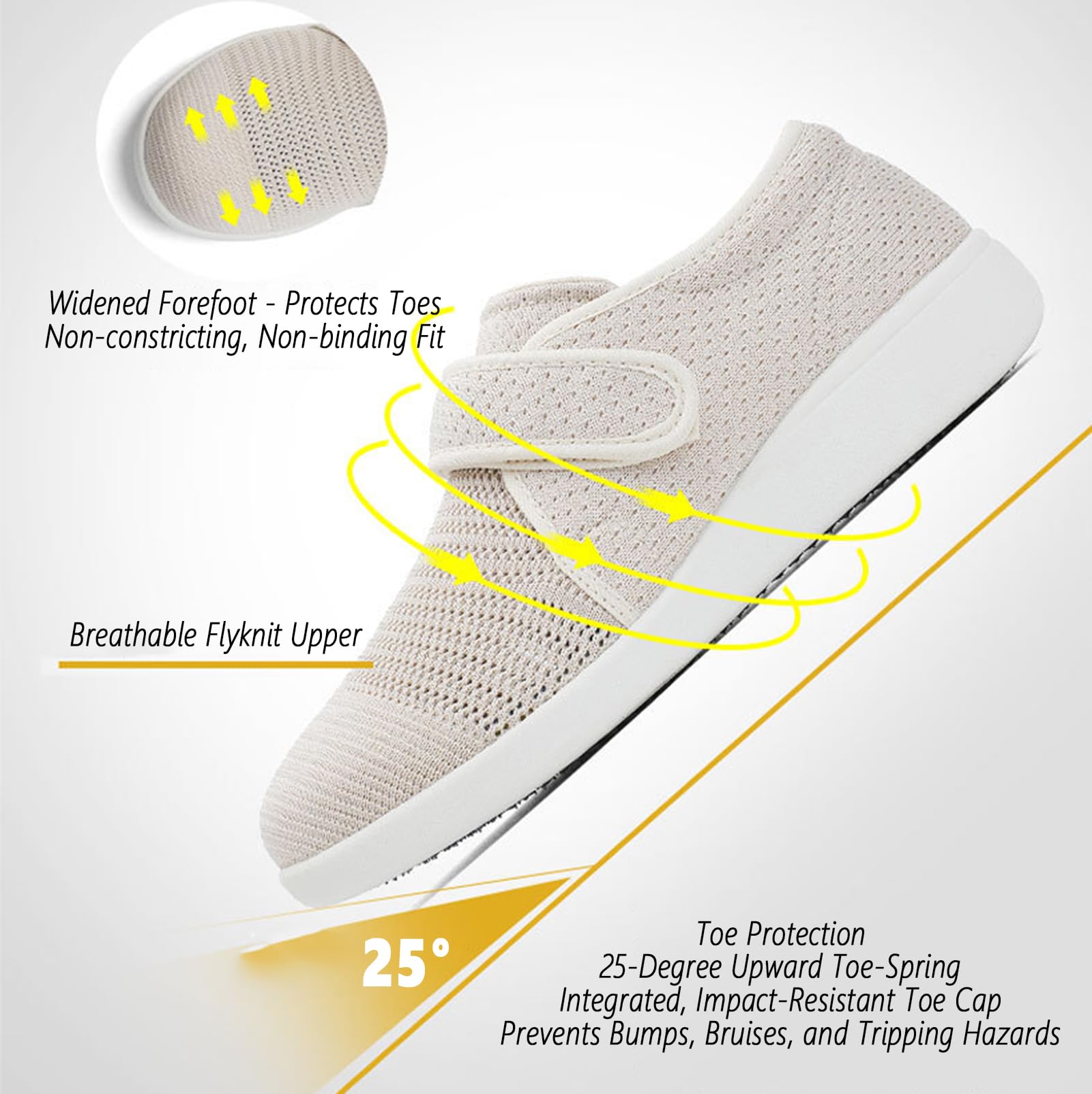 Calzature Diabetici Uomo Donna Calzature Ortopediche Extra-Larghe Salute del Piede, Scarpe Alluce Valgo, Calzatur Casual Regolabili Anziani, Scarpe Riabilitative Piedi Artritici