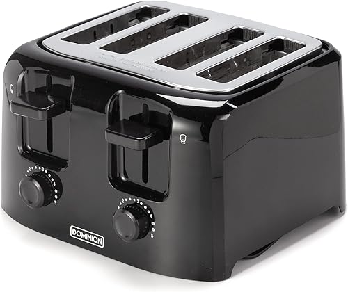 Miniatura 2 de Dominion Tostadora de 4 rebanadas con control de sombra, bandeja deslizante para migas, almacenamiento de cable de apagado automático y pared fría,