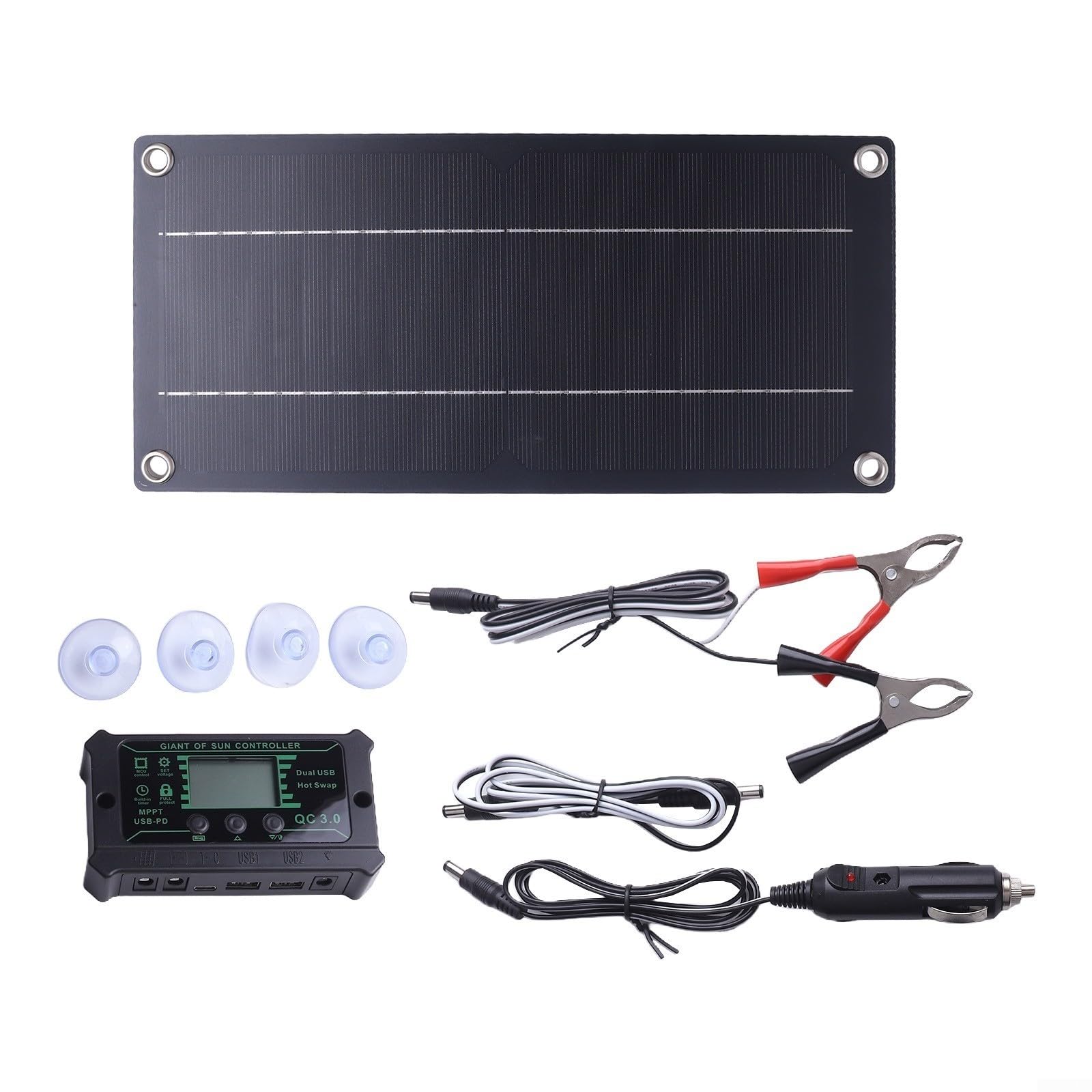 600W Solarpanel Kit, 18V Monokristallines Tragbares Solarladegerät mit Controller, Faltbares Wetterfestes Design für Wohnmobil/Wohnwagen/Camping, 100A Solaranlage