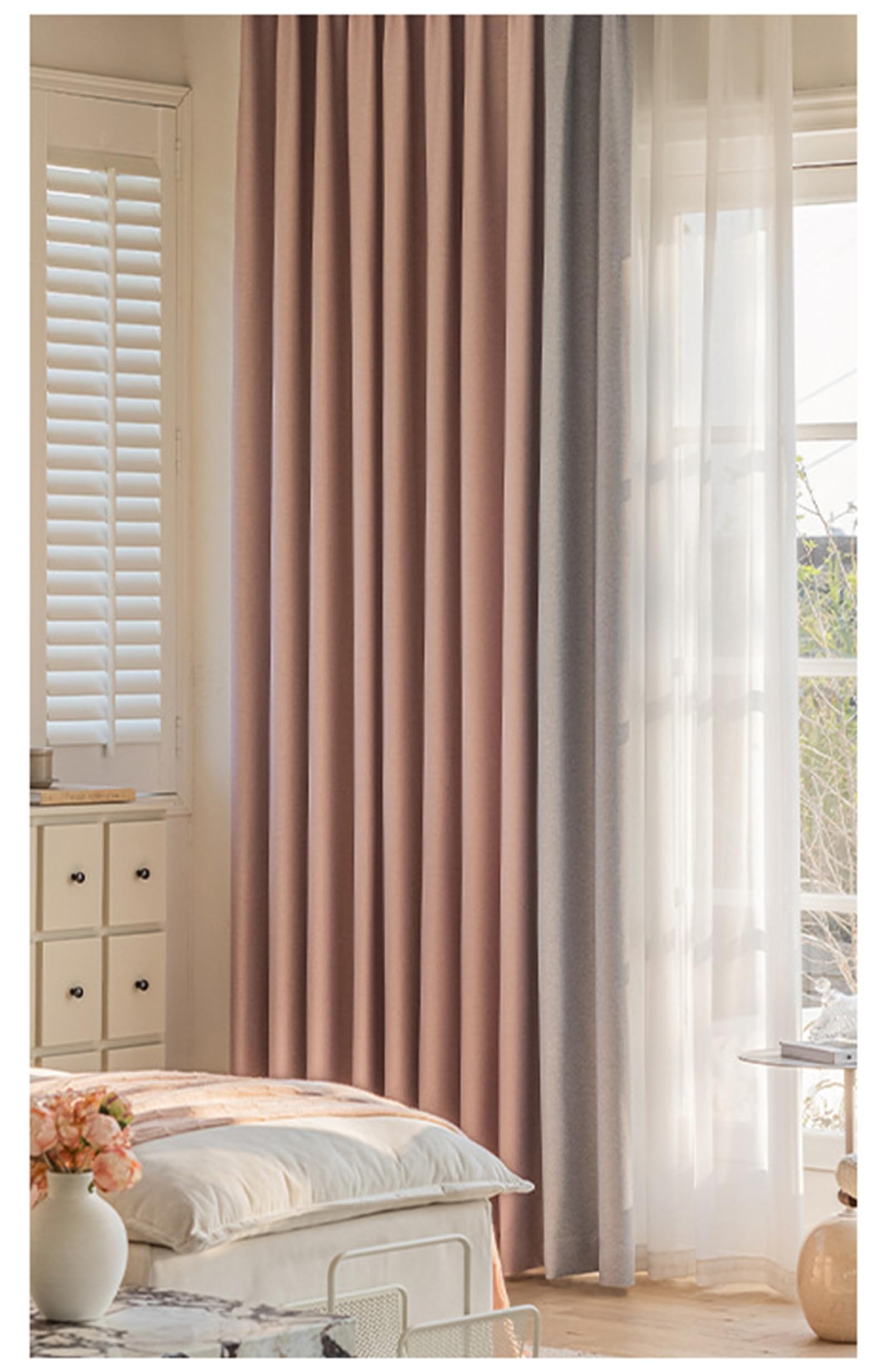 Rideaux opaques décoratifs aspect lin épais pour adoucir l'ambiance d'une chambre lot de 2