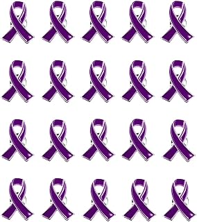 Purple Ribbon Awareness Pin 20 Pcs Domestic Violence Epilepsy Awareness Brooch Enamel Lapel Pins Hope Pins