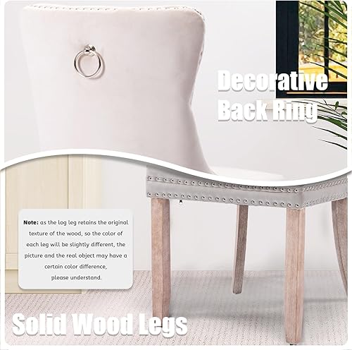 Miniatura 5 de SoarFlash Juego de 4 sillas de comedor de terciopelo, sillas laterales con respaldo alto, moderna silla auxiliar tapizada de alta gama con anillo