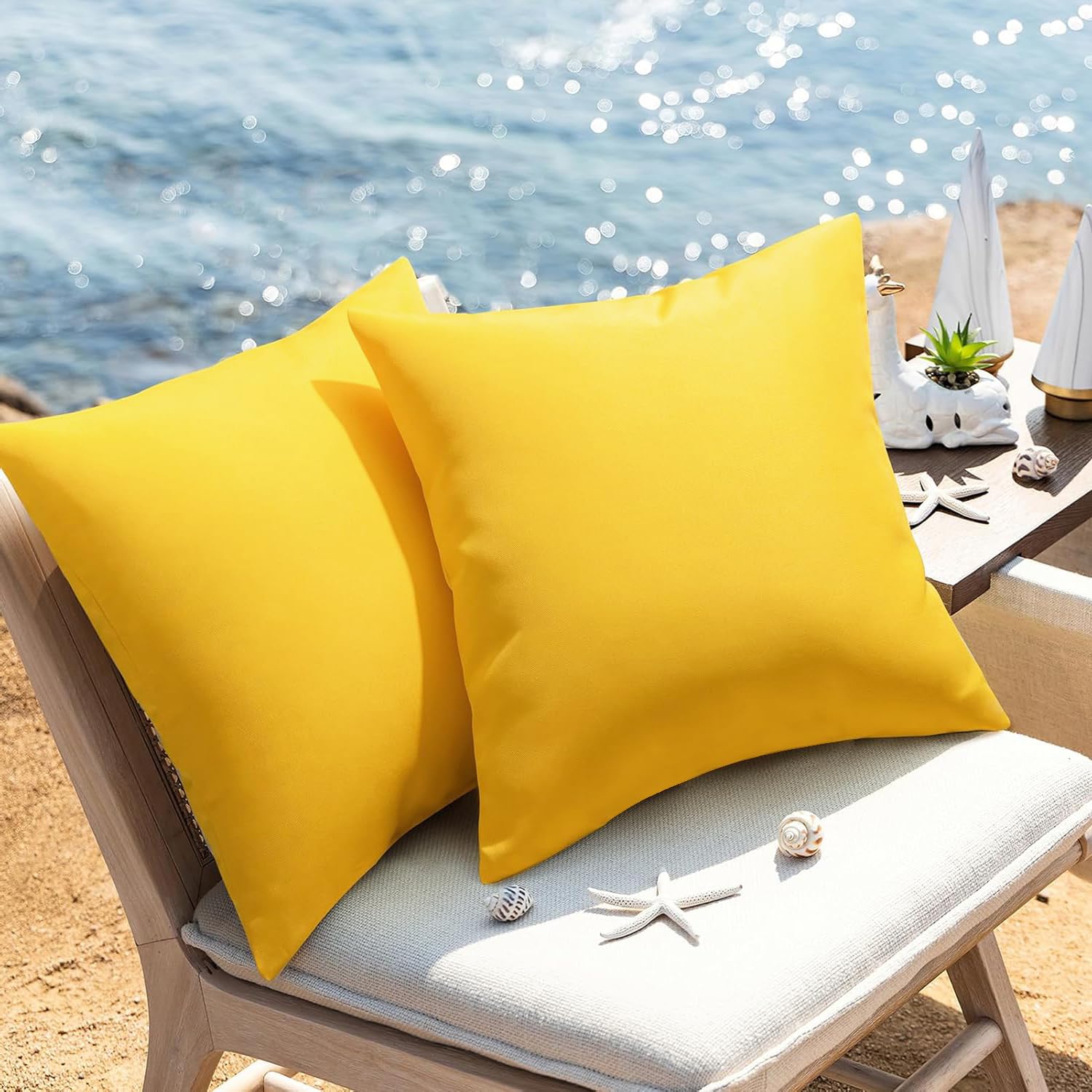 WOKANI Outdoor Waterproof Pillow Covers 18x18 Set of 2 Decorative Patio Furniture Cushion Cases Outside Decor Couch for Garden Bench Porch Patio Tent