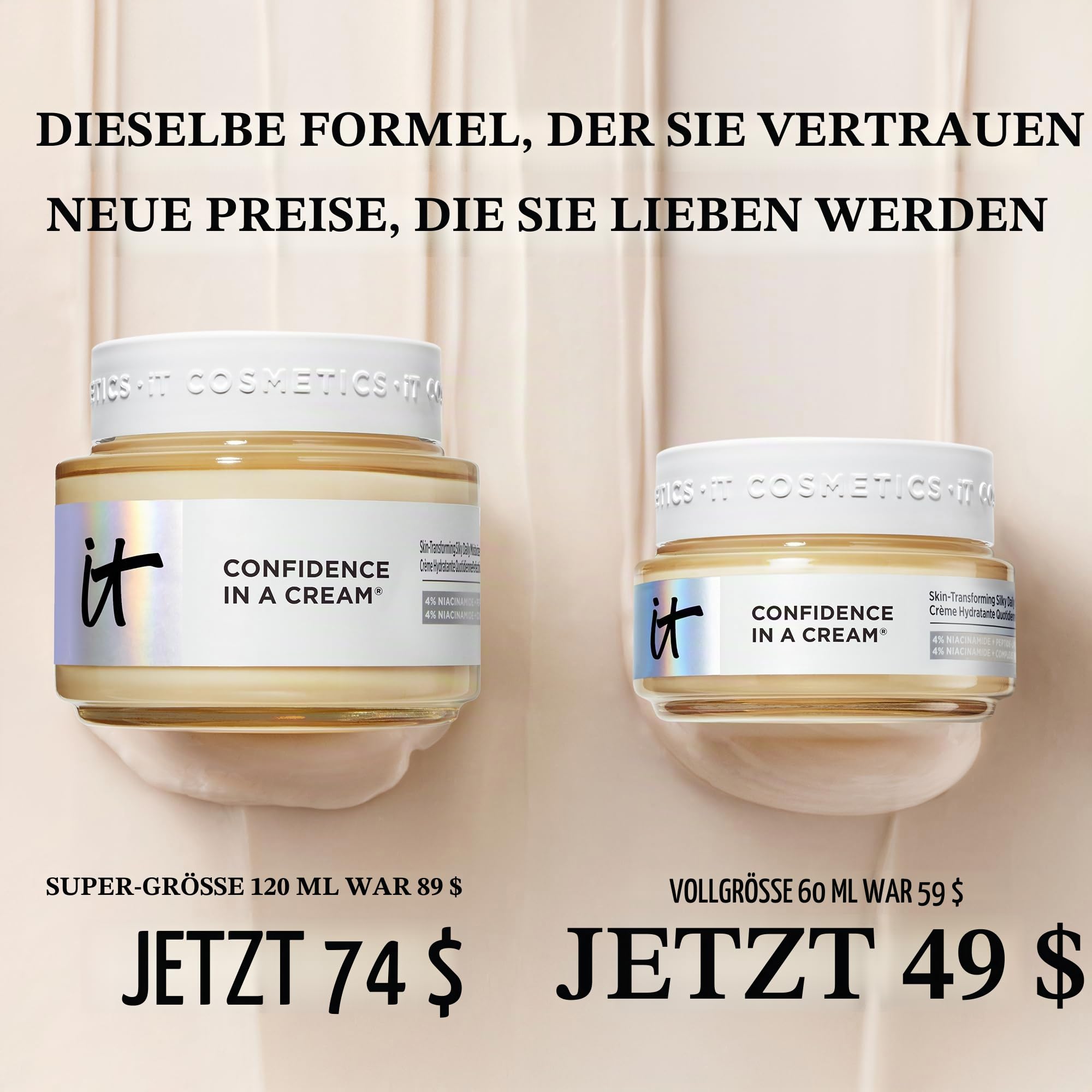 IT Cosmetics Confidence in a Cream, Feuchtigkeitsspendende Anti-Aging-Gesichtscreme zur Verbesserung der Hautstruktur, Gegen Falten und feine Linien, Für mehr Elastizität und Spannkraft