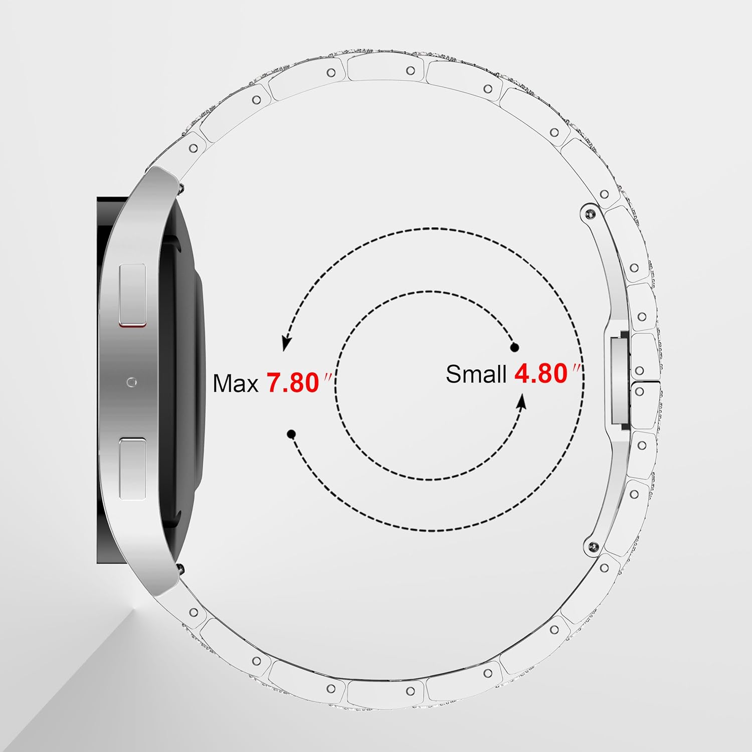 20mm Band Compatible with Galaxy Watch 6/5/4 Band 44mm 40mm Women Bling Diamond Stainless Steel Band for Galaxy Watch 6 Classic 47mm 43mm/4 Classic/Watch 5 Pro/Watch 3 41mm
