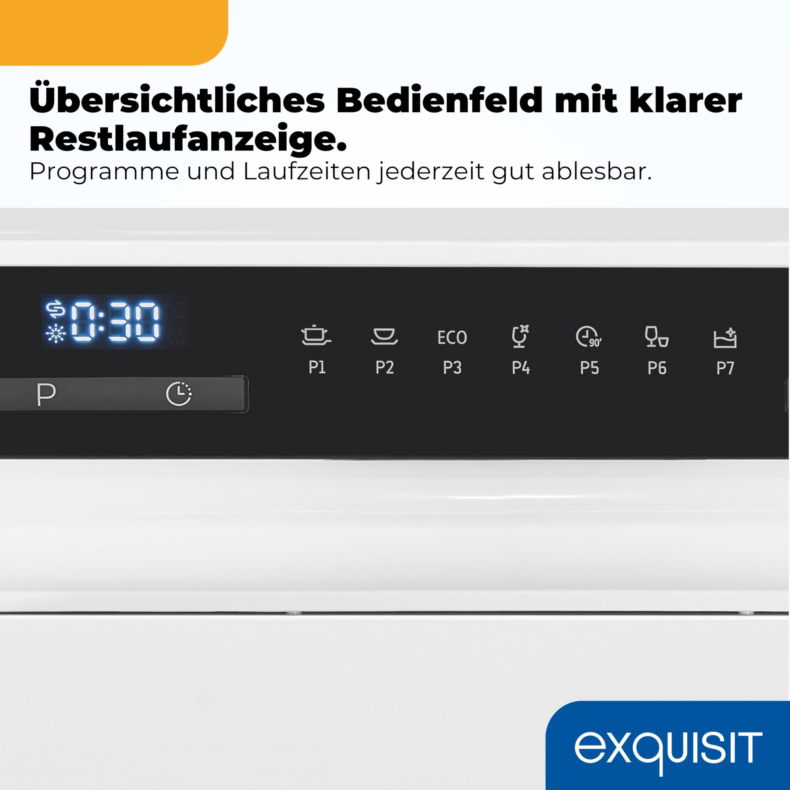 Exquisit GSP5508-030D Tischgeschirrspüler Spülmaschine Weiß 8 Maßgedecke Energieklasse D 7 Programme Extra-Trocknung Auto Door Open Innenbeleuchtung Startzeitverzögerung 49 dB