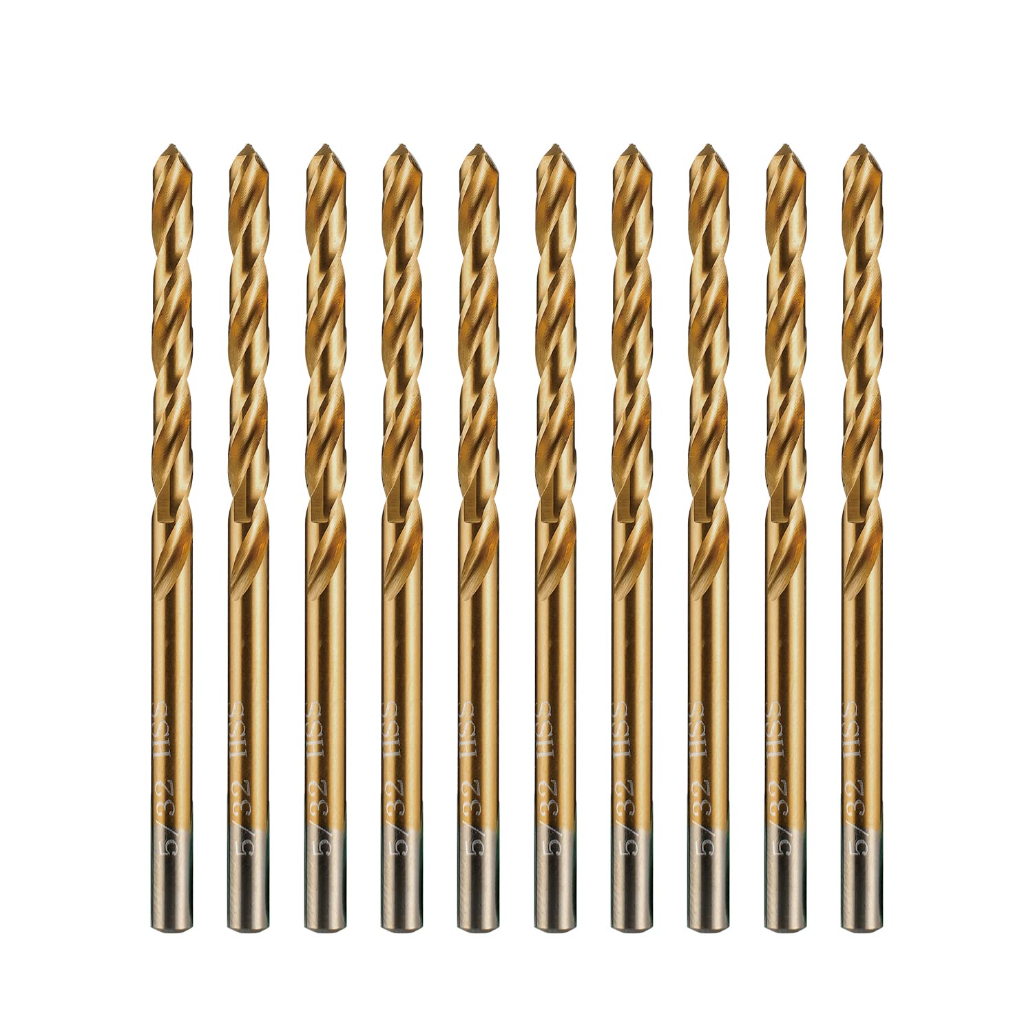 amoolo 5/32" Titanium Drill Bits (10pcs), Premium 4341 HSS Metal Drill Bits for Wood, Metal, Steel, Plastic, Aluminum Alloy