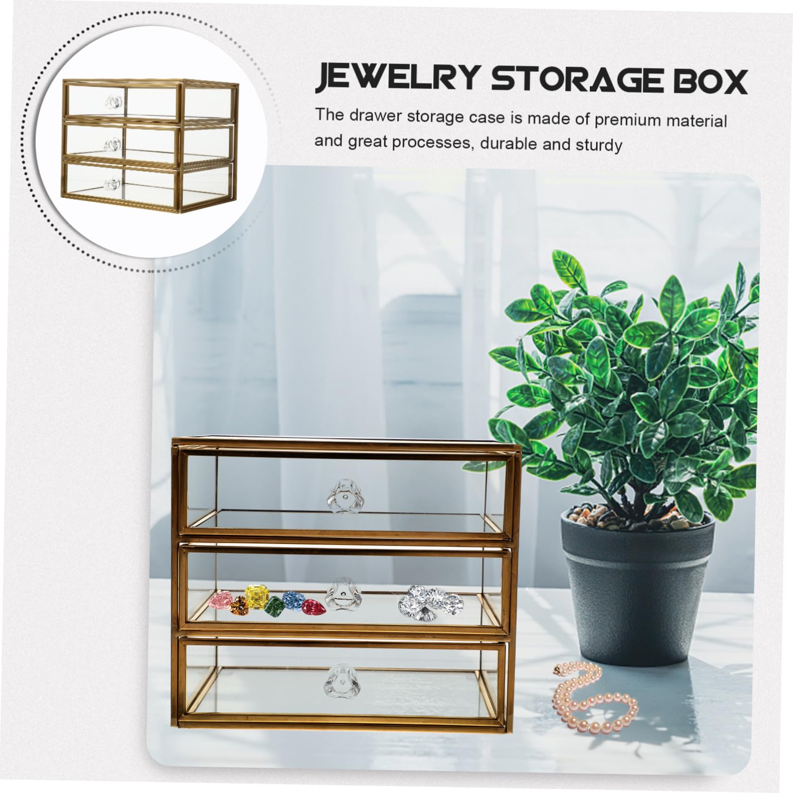 Organizer Biurko z Szufladami Przezroczysty Pojemnik Biżuterię i Kosmetyki Wielowarstwowy Elegancki Design Idealny Do Sypialni Lub Biura