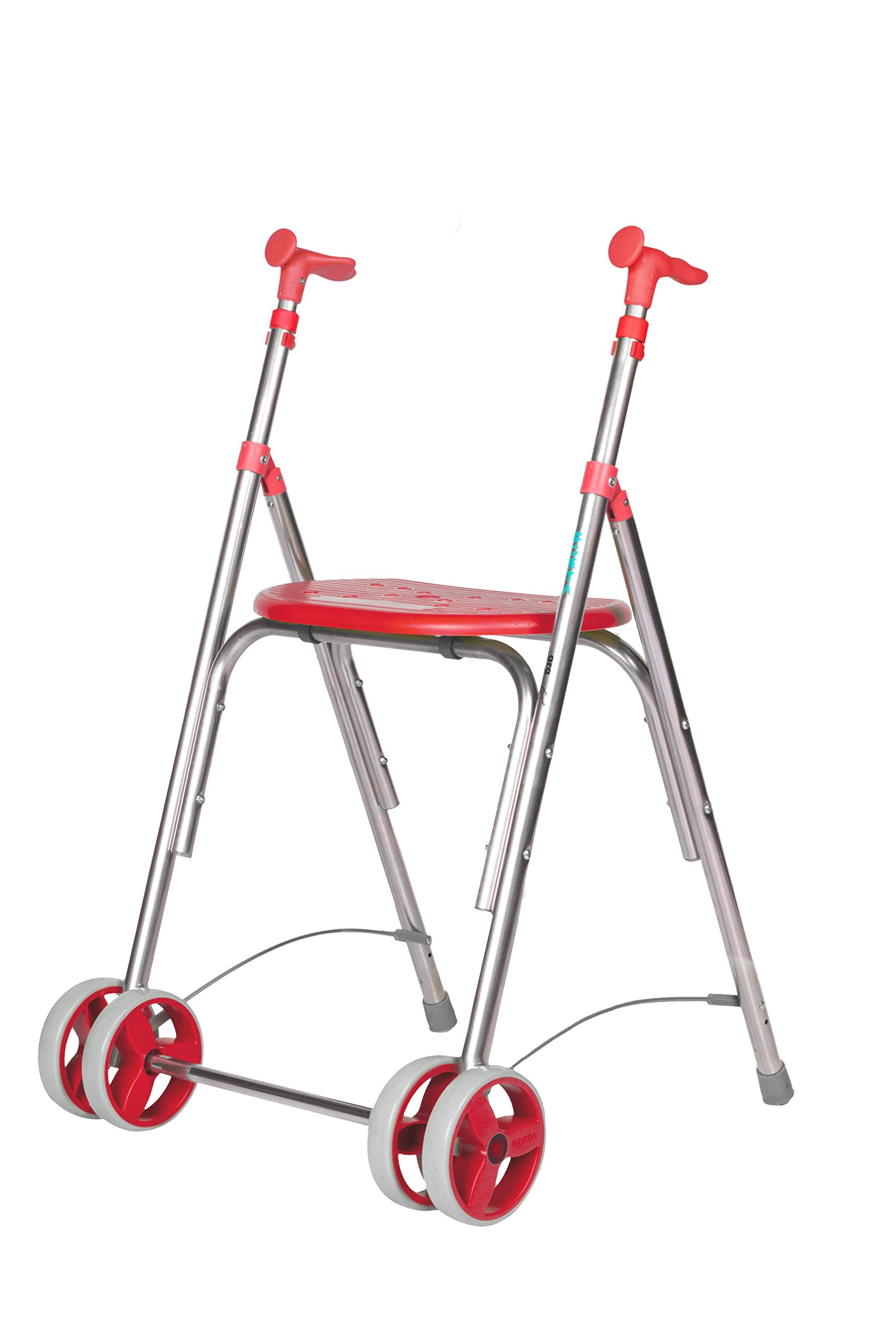 Andador Rollator | De aluminio | Plegable | Regulable en altura | Color coral