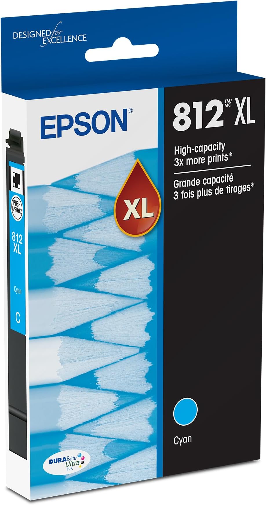 812 DURABrite Ultra Ink High Capacity Cyan Cartridge (T812XL220-S) Works with WorkForce Pro WF-7310 ,7820, 7840, EC-C7000
