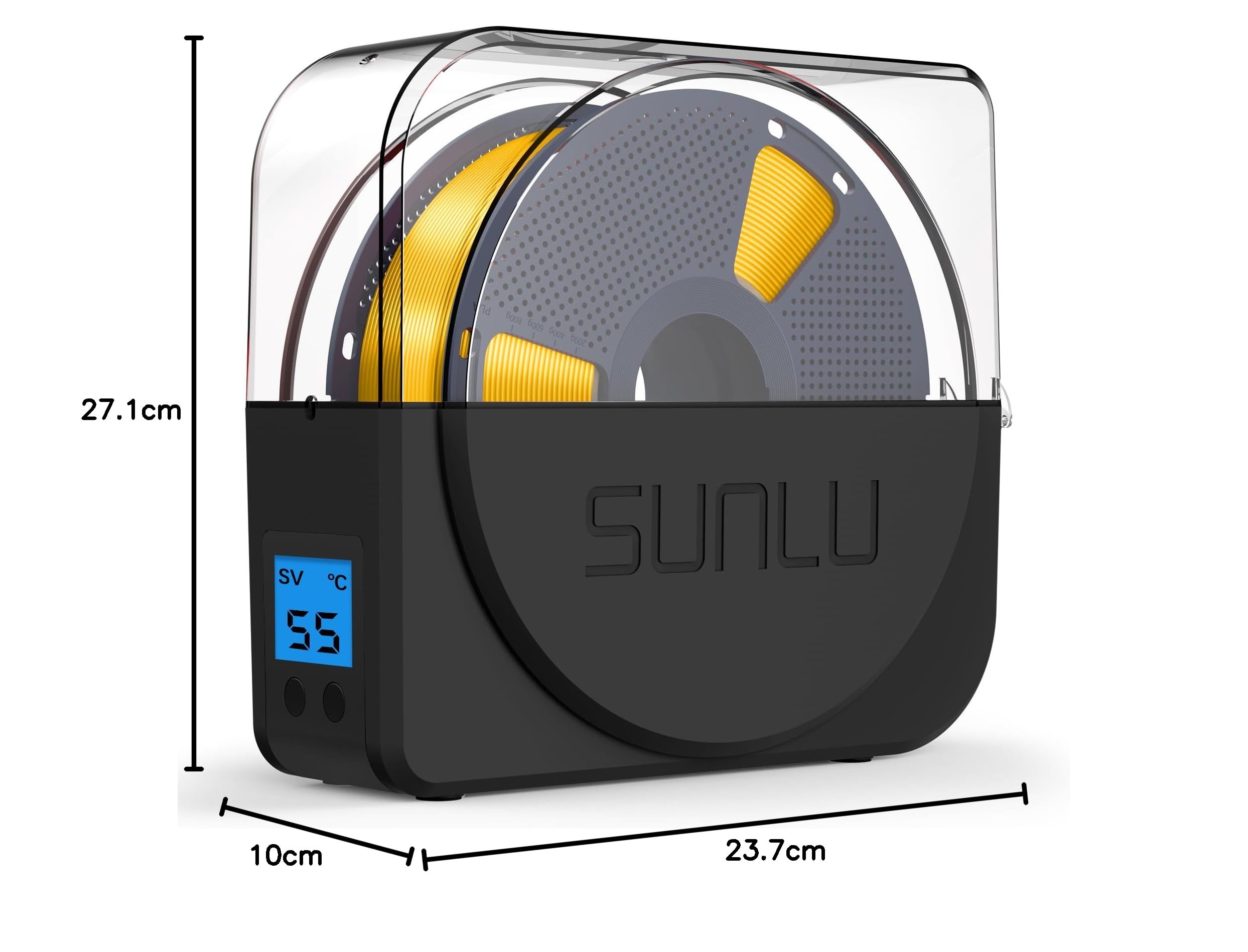 SUNLU Official Filament Dryer S1 PLUS con Ventola, Senza Umidità Essiccatore Filamento 3D, FilaDryer Facile da Usare e Portatile, PLA PETG ABS Nylon TPU Essiccatore Filamento 3D SUNLU S1+, (Nero)