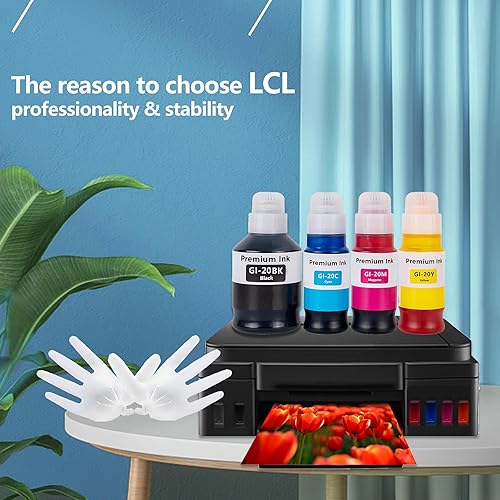 Miniatura 5 de LCL Botella de tinta de repuesto compatible para Canon GI20 GI-20 GI-20PGBK GI-20BK GI-20C GI-20M GI-20Y PIXMA G5020 G6020 G7020 (paquete de 4