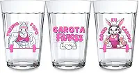 Jogo 3 Copos Americano Estampa Treino Fofo Eu Odeio Cardio Garota Fitness Rosa Vidro 190ml Presente Frases Meme Academia Fitness