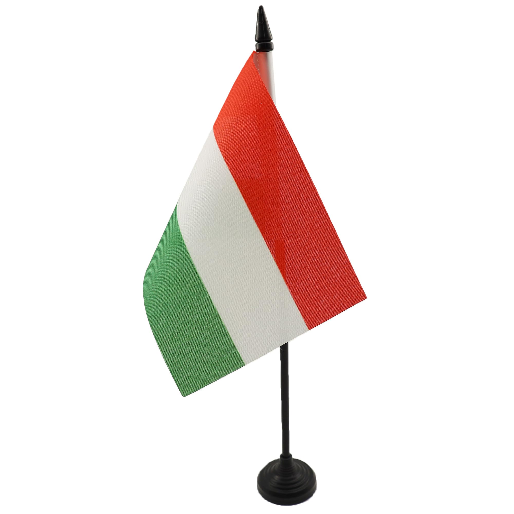 Hungary Table Flag 4'' x 6'' - Hungarian Desk Flag 15 x 10 cm - Black plastic stick and base - AZ FLAG