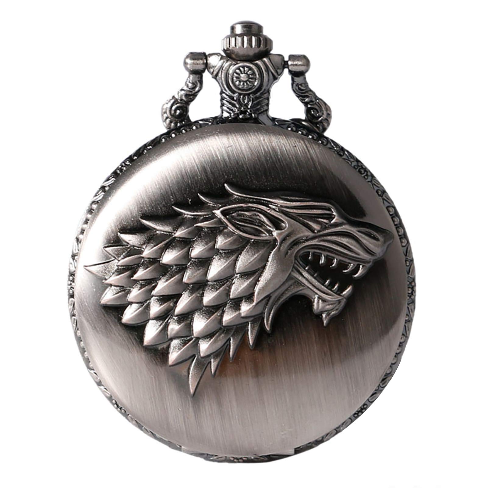 Game of Thrones Strak Family Crest Winter is Coming Vintage Pocket Watch Necklace Direwolf Pattern Quartz Pocket Watches Antique Pocket Watch Birthday Gift (B07GNB5B5J) Amazon Price History, Amazon Price Tracker