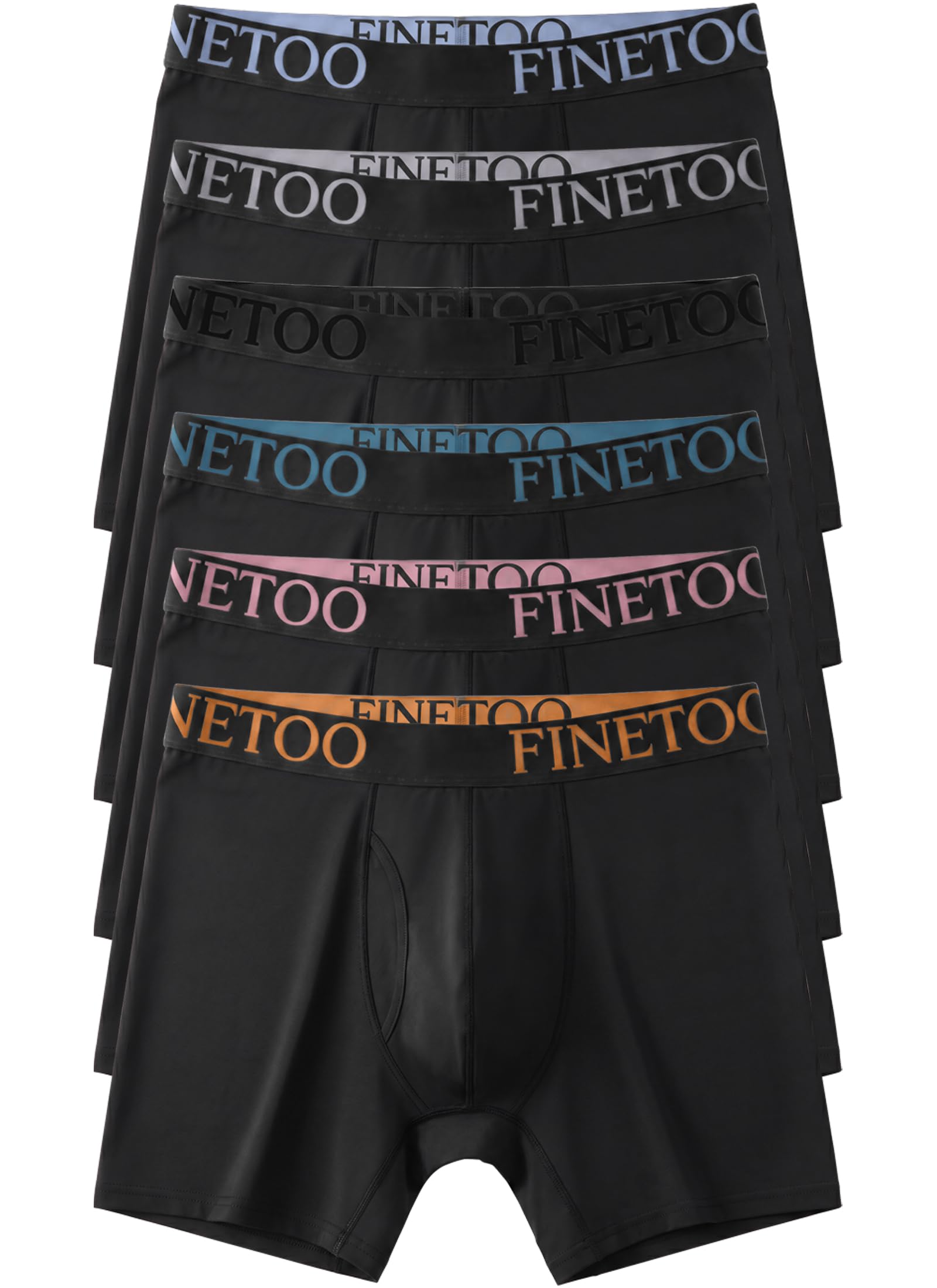 FINETOO Men’s Boxer Briefs Cotton Underwear, Moisture-Wicking Breathable 6 Pack