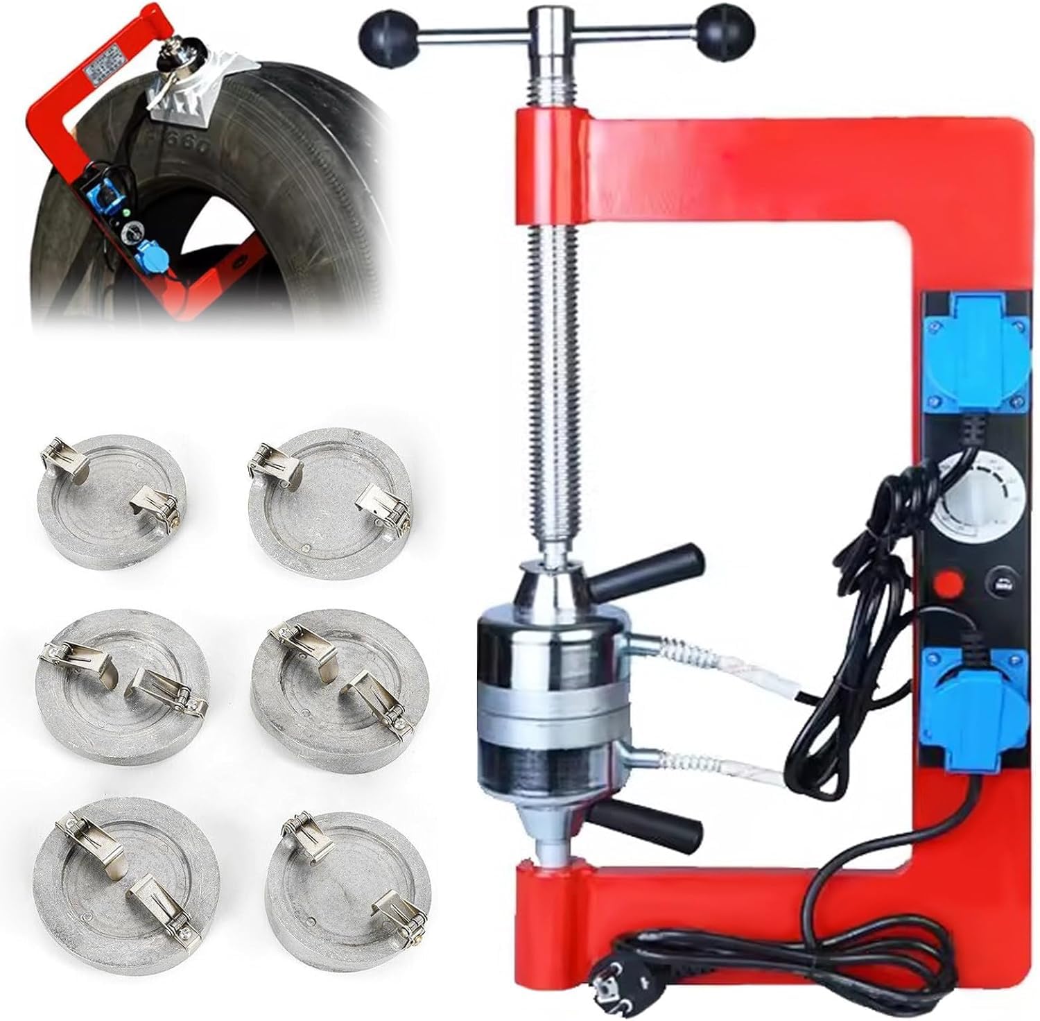 Cyzjprv Auto Tire Vulcaizer Tire Vulcaizig Machie Heatig Repair Machie Z 6 Formami 150-180 °c Garage Equipmet Zestaw Narzędzi Do Naprawy Rozrzutnika Opon