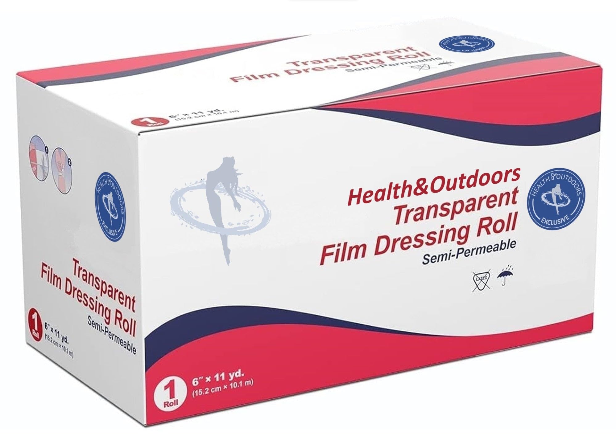 HEALTH & OUTDOORS Rollo de apósito de película fina transparente de 6 pulgadas por 11 yardas para cuidado posterior de heridas y tatuajes