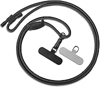 Vista 8 de SURPHY Cordón para teléfono, correa cruzada ajustable para teléfono con 2 pestañas de amarre para teléfono celular, hebillas de metal de alta Negro