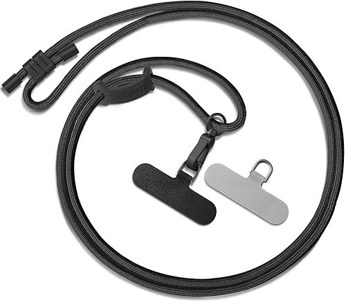 Miniatura 8 de SURPHY Cordón para teléfono, correa cruzada ajustable para teléfono con 2 pestañas de amarre para teléfono celular, hebillas de metal de alta