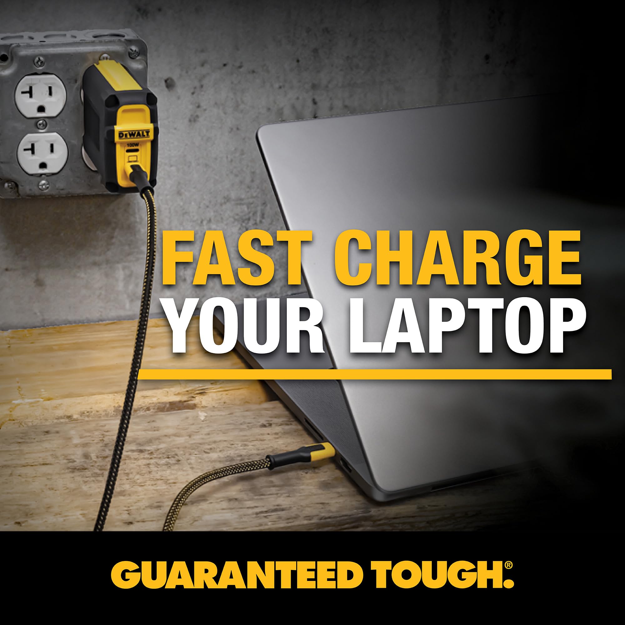 DEWALT Heavy Duty 100W USB C Cable, Jobsite 100 Watt USB C Cable, High Speed Type-C to Type-C, Fast Charge PD USBC Fast Charging Cord for iPhone 17/16/15 Plus Pro Max MacBook iPad Samsung Galaxy, 6 ft