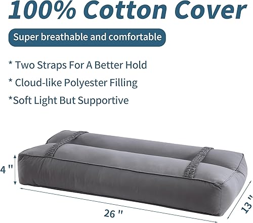 Miniatura 2 de HOMBYS Almohada de rodilla para personas que duermen de lado con correas elásticas, funda de algodón de 4 pulgadas de altura para alinea la columna