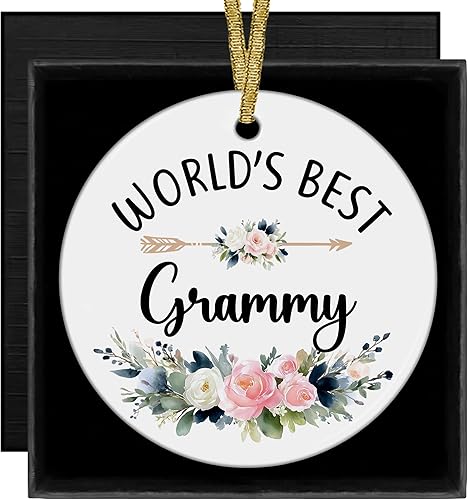 World's Best Grammy - Adornos de Navidad de cerámica para mujeres de nietos, adornos de cumpleaños para el día de la madre, regalos para Grammy,