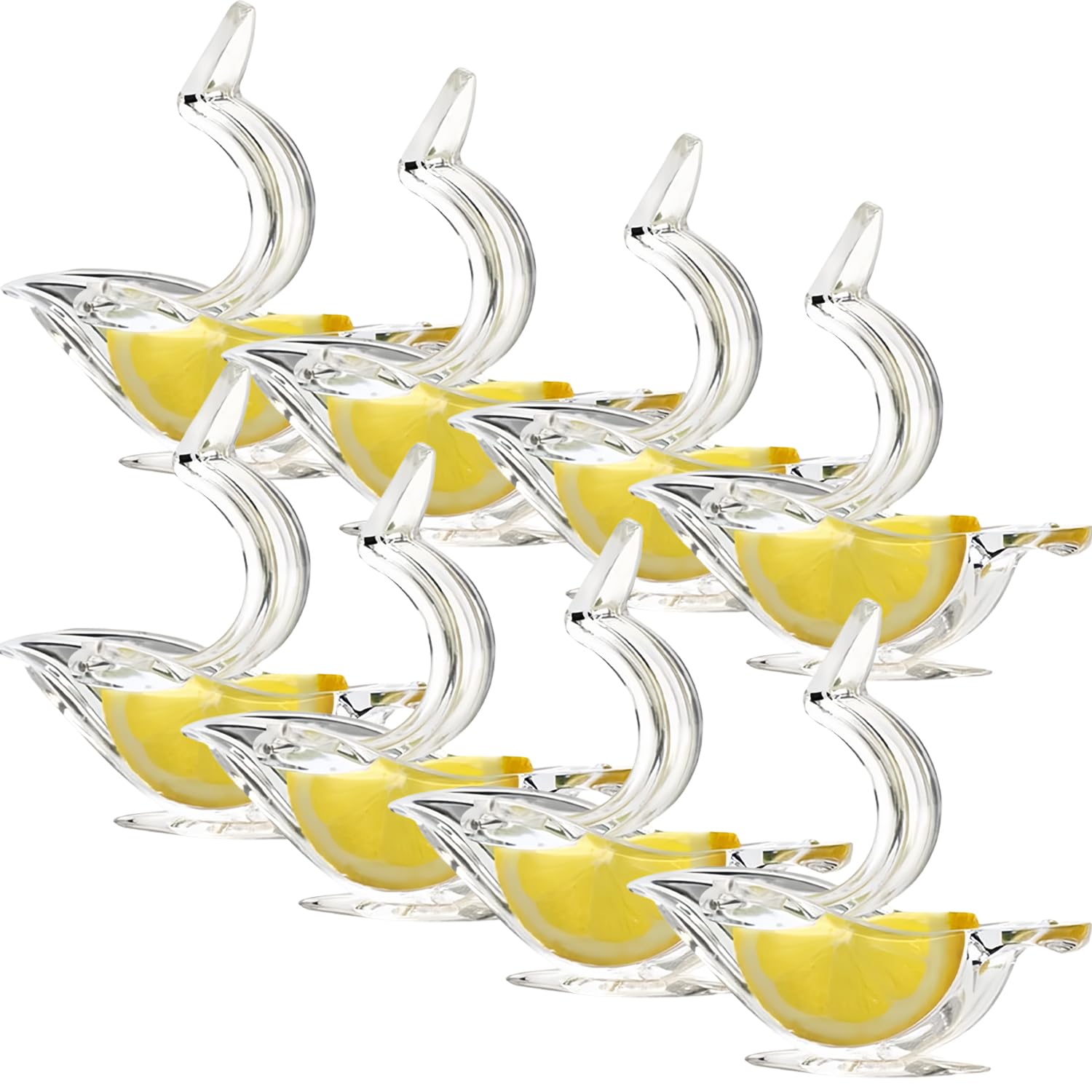 New Acrylic Manual Lemon Slice Squeezer, Portable Transparent Fruit Juicer, Elegance Bird Shape, Hand Juicer for Orange Lemon Lime Pomegranate (4Pcs) (8Pack)