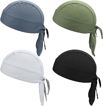 Bekecidi 4 Pack Men's Bandanas Breathable Sports Cycling Cap Sun Protection Headband Bandana Hat for Outdoor Climbing Running Hiking