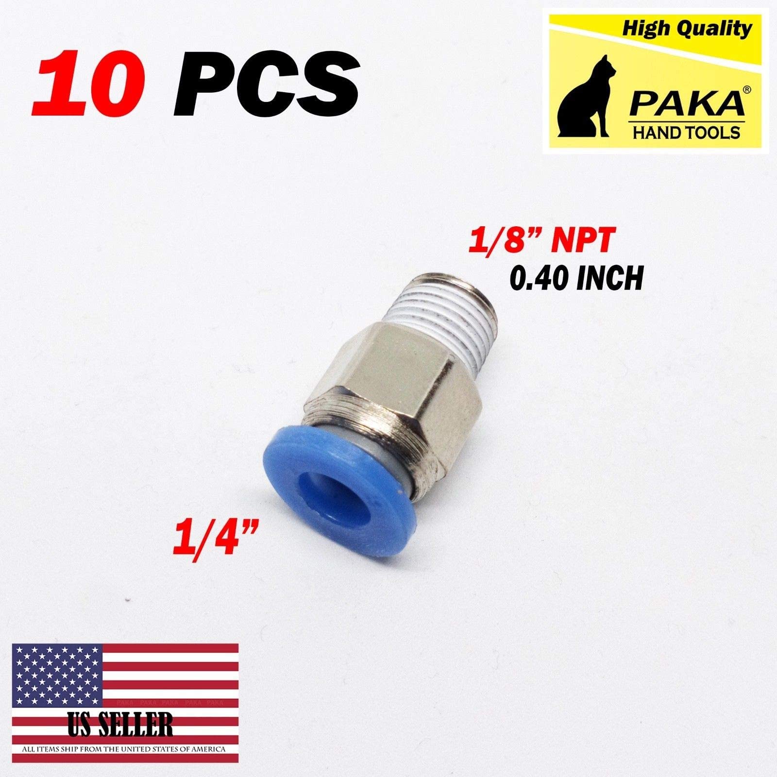 10 Pcs Male Straight Connector Tube OD 1/4