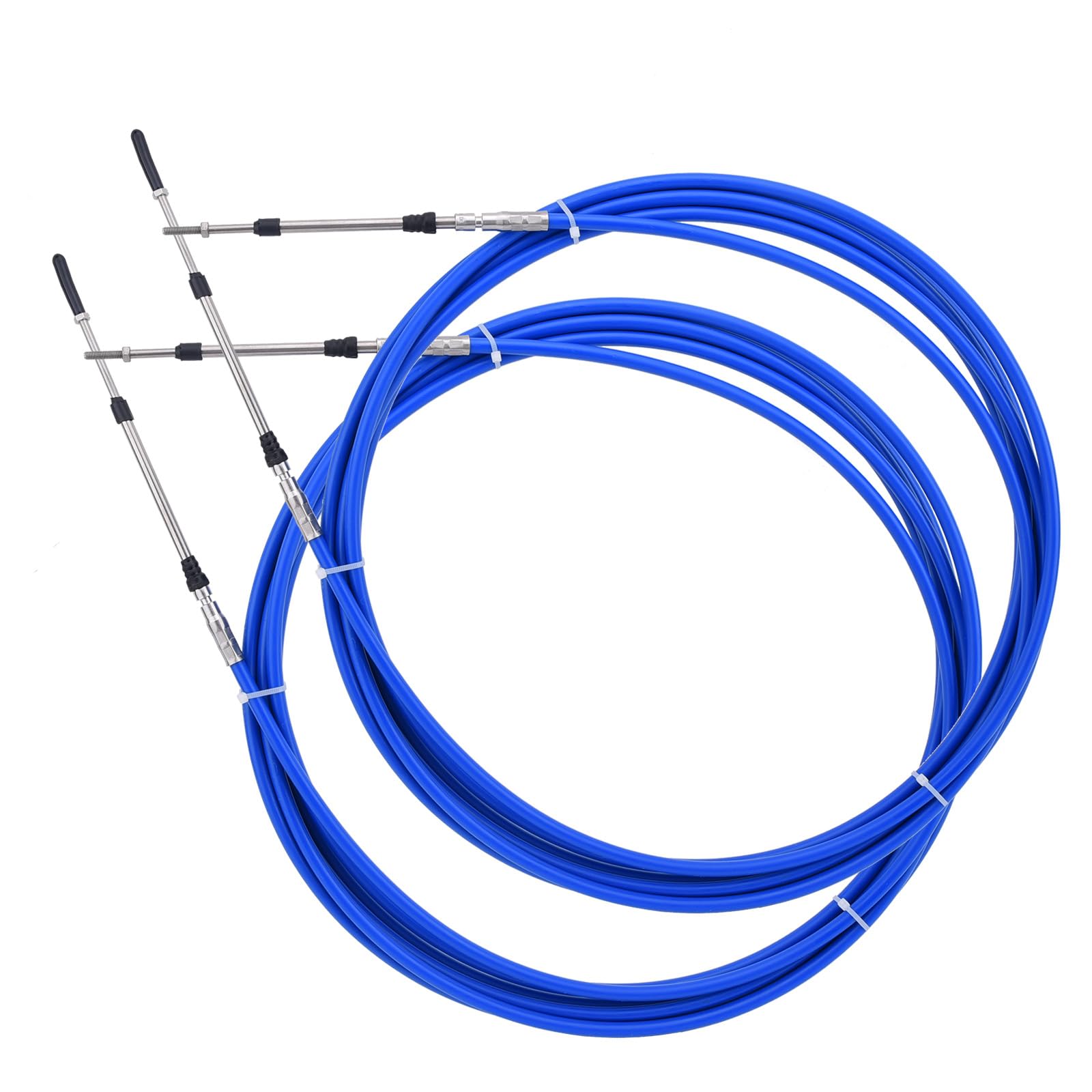 WATERLONG Boat Throttle Control Cable 24 Feet (2pcs Blue) Outboard Rotary Steering Cable for Most Single Station Boats