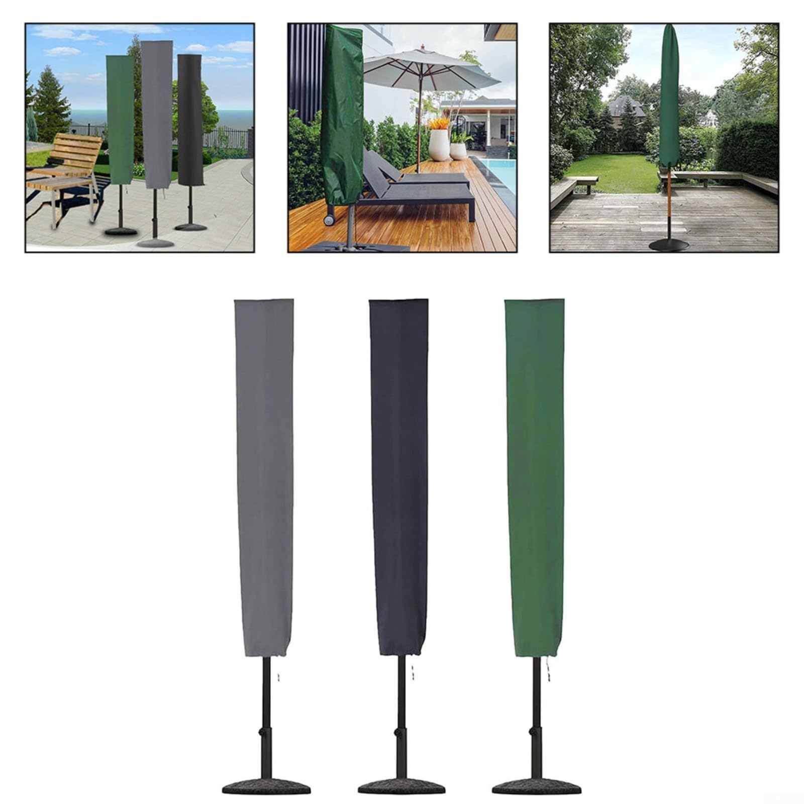Housse de parasol Oxford 600D résistant au vent 153 x 30 cm noir
