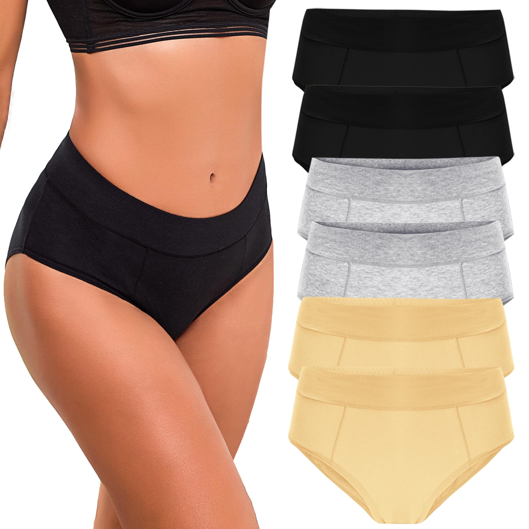 Bresdk Unterhosen Damen Slips Baumwolle Mittlere Taille Panties Unterwäsche Frauen Mehrpack