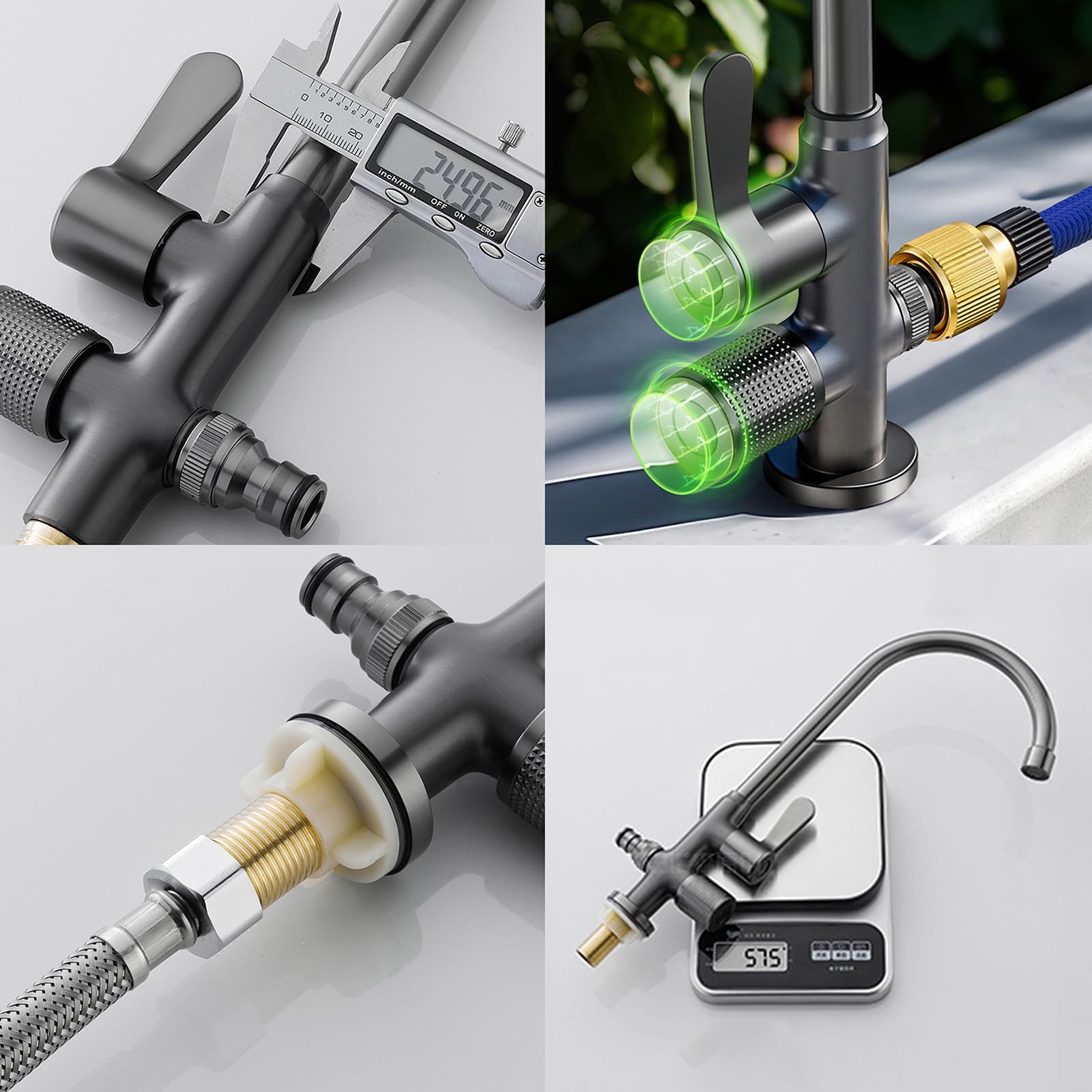 Rubinetto Solo per Acqua Fredda Rubinetto Esterno Antigelo Rotazione a 360° con Deviatore da 1/2 Rubinetti Giardino Doppia Uscita Doppia Maniglia,Cromo