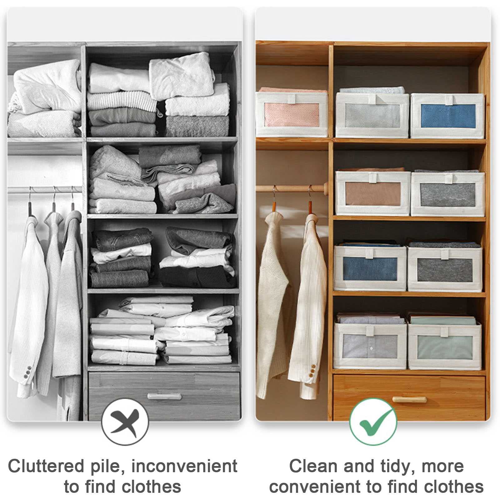 Organisateur de tiroir de vêtements de haute qualité, organisateur de garde-robe, organisateur de tiroirs de vêtements pliables for chaussettes, soutiens-gorge, sous-vêtements, cravates (4 pièces)