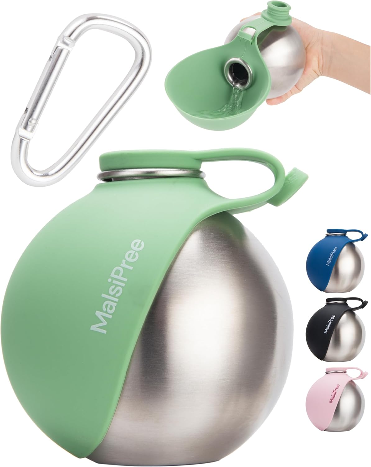 Malsipree 2-in-1 Portable Dog Water Bottle & Bowl for Small Dogs – Leak Proof & Insulating – Travel Water Dispenser – Stainless Steel Bottle & Silicone Bowl – Walking & Hiking (10 fl oz, Sage) Malsipree 2-in-1 Portable Dog Water Bottle & Bowl for Small Dogs – Leak Proof & Insulating – Travel Water Dispenser – Stainless Steel Bottle & Silicone Bowl – Walking & Hiking (10 fl oz, Sage)