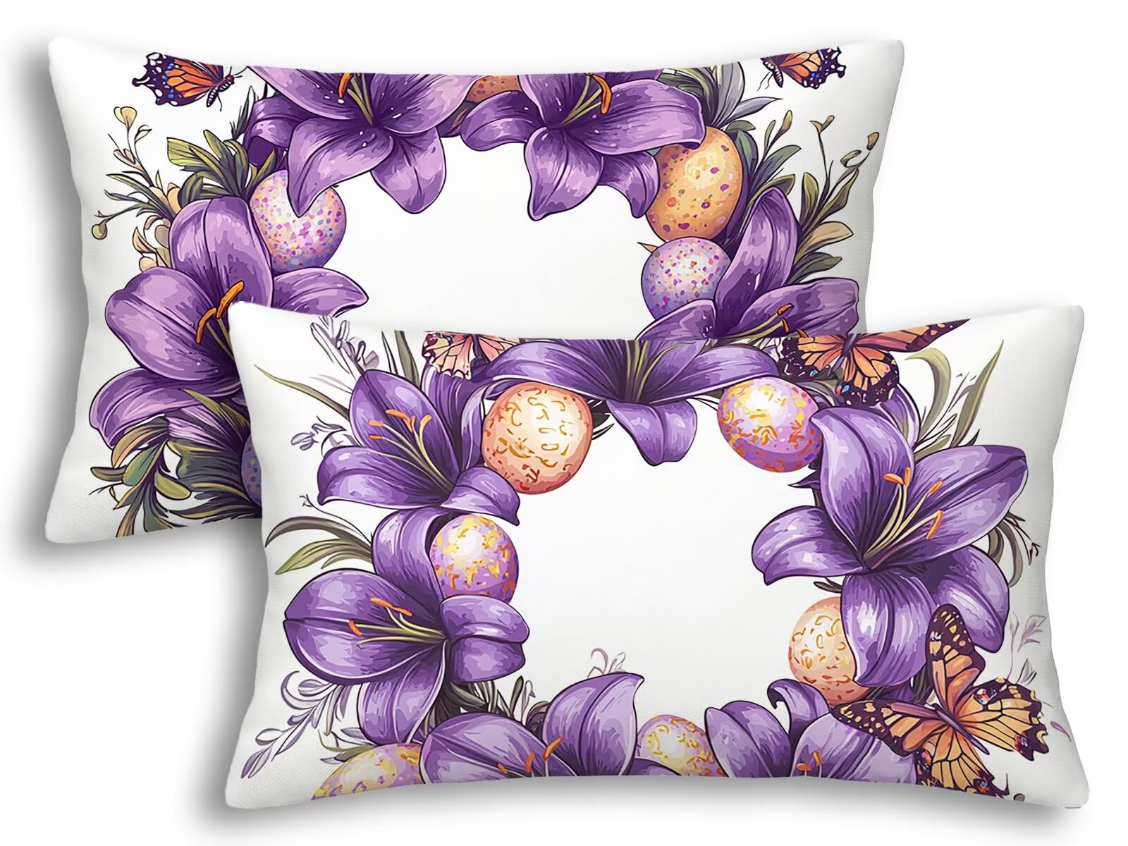 Juego de 2 funda almohada flor rectangular de terciopelo elegante para salón