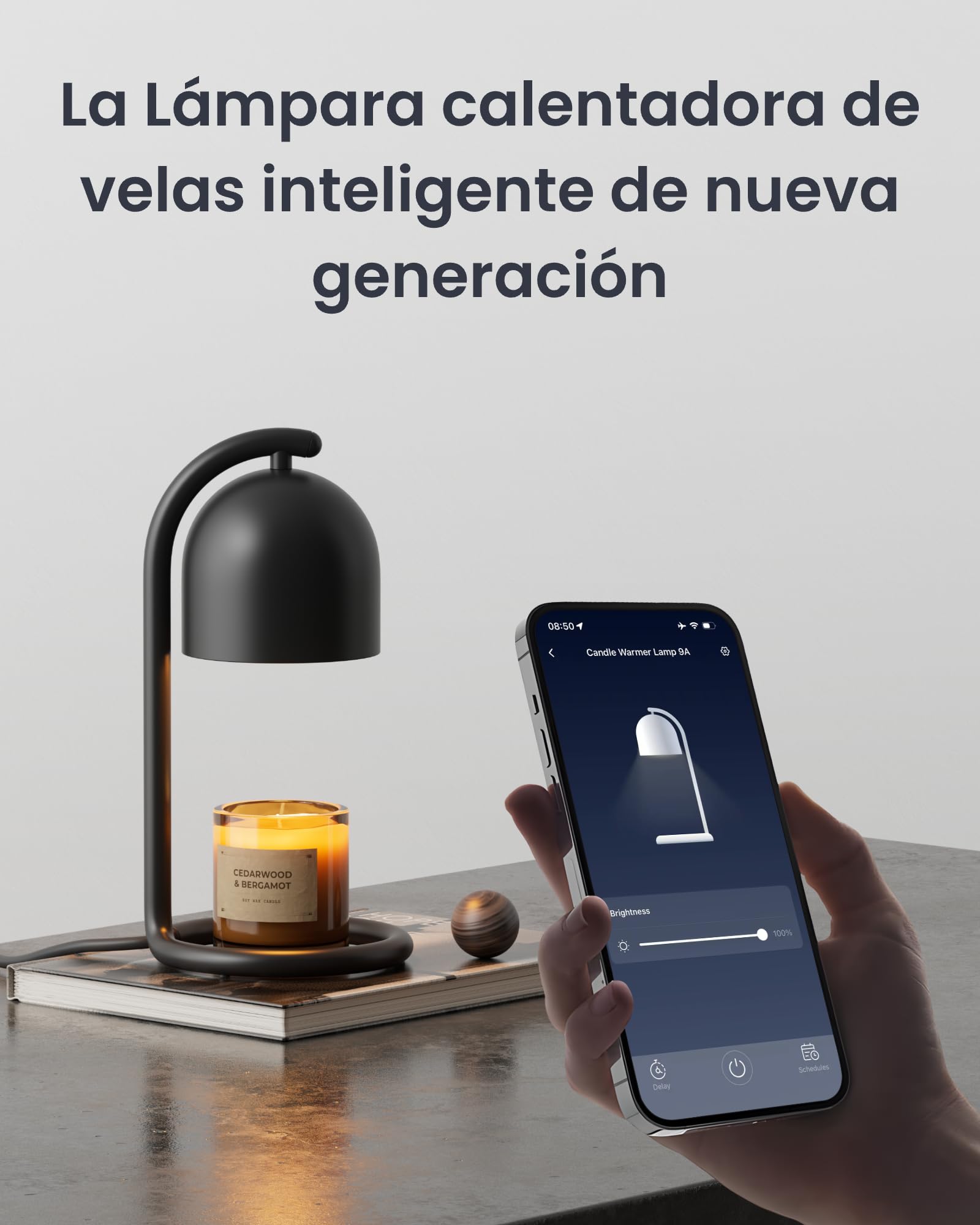 SwitchBot Lámpara Calentadora de Velas Inteligente con Temporizador y Regulador, Calentador Eléctrico para Velas Compatible con Matter, Apple Home y Alexa, Decoración Hogar, Negro