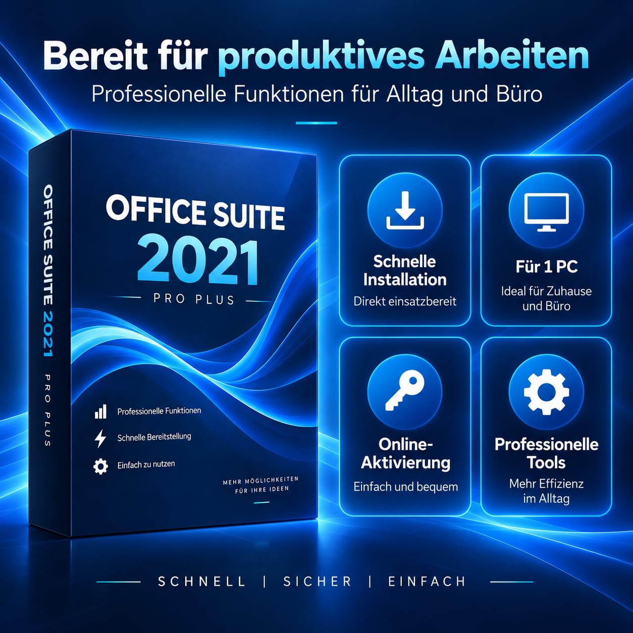 Geeignet für Office Suite 2021 Professional Plus – Digitale Lizenz – Für 1 PC – Online-Aktivierung – Schnelle Lieferung über Amazon-Nachricht