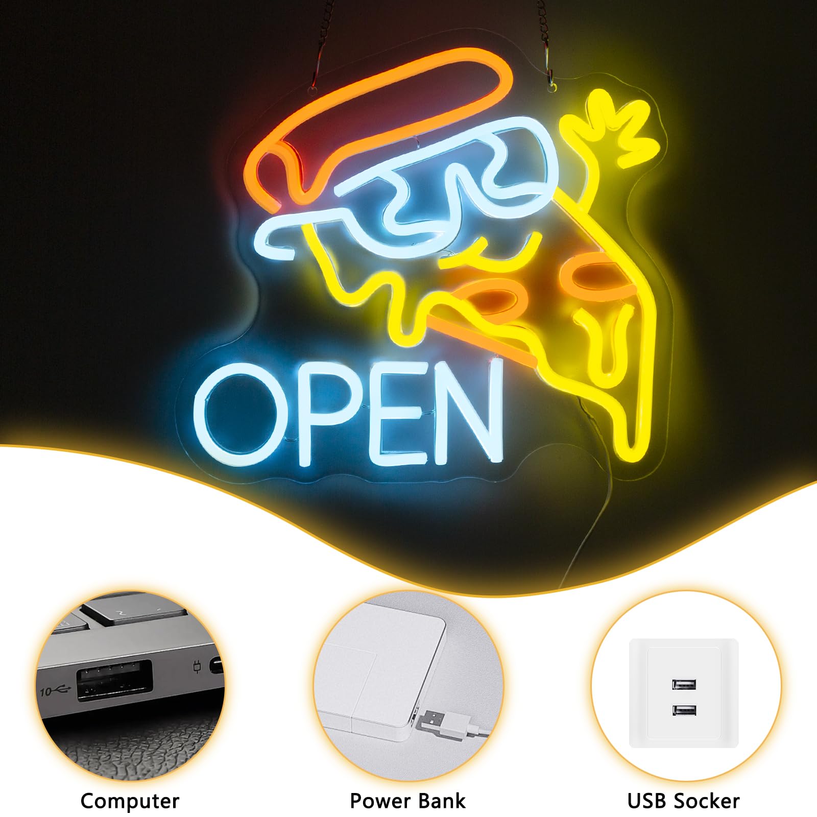 YSUIEC Pizza Open Neon Sign - Image 4