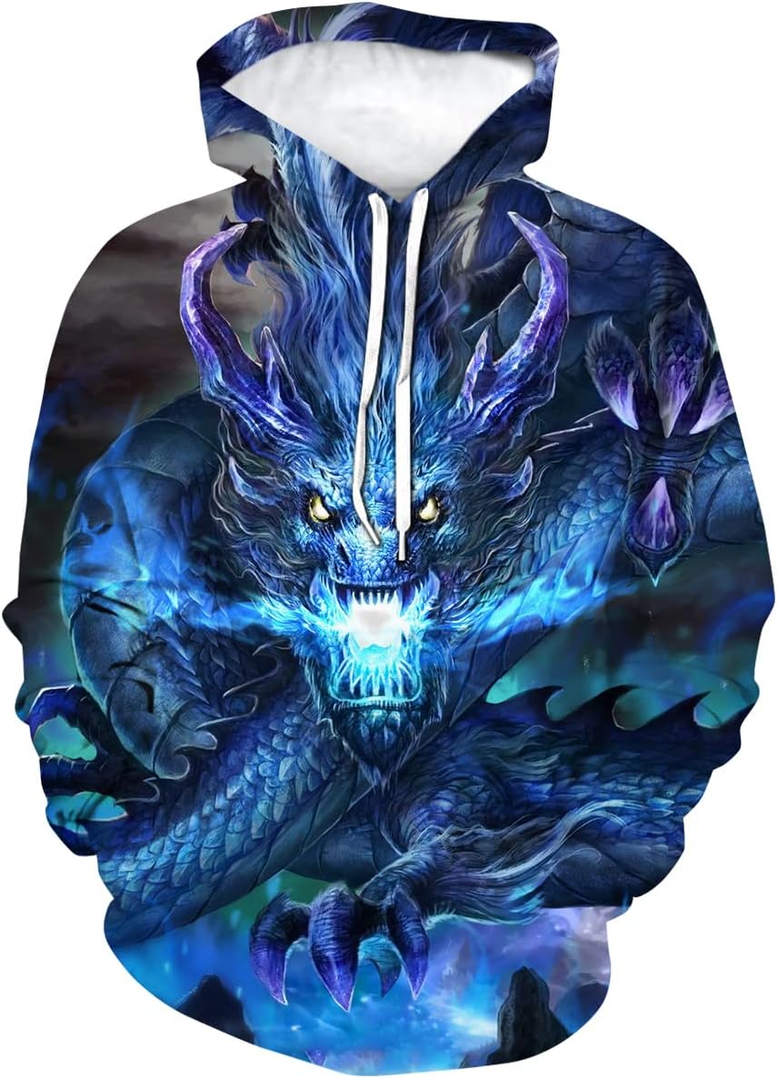 Novelty Long Sleeve Hoodie Funny Fashion Dragon Graphic Sweatshirts - Image 2
