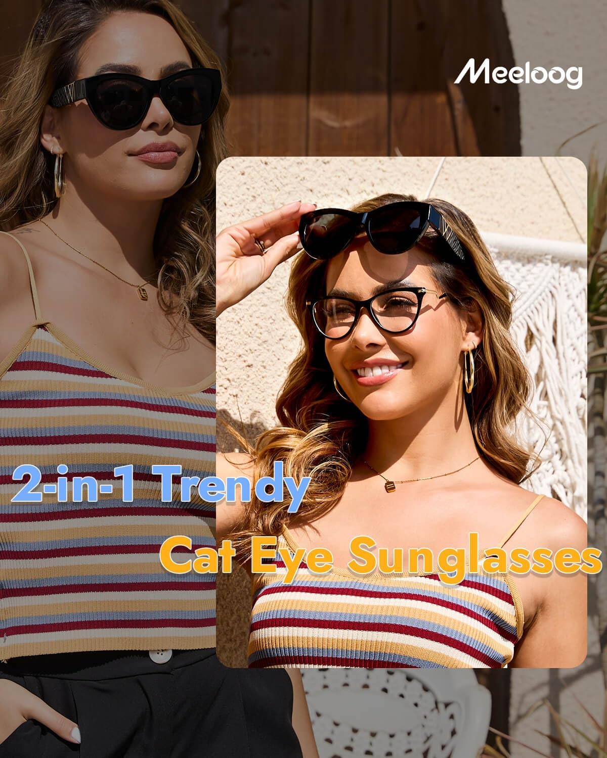 Meeloog Over Glasses Sunglasses for Women Polarized Trendy Cateye Shades Go Over Glass Women UV400 Protection MST0069 - Image 2