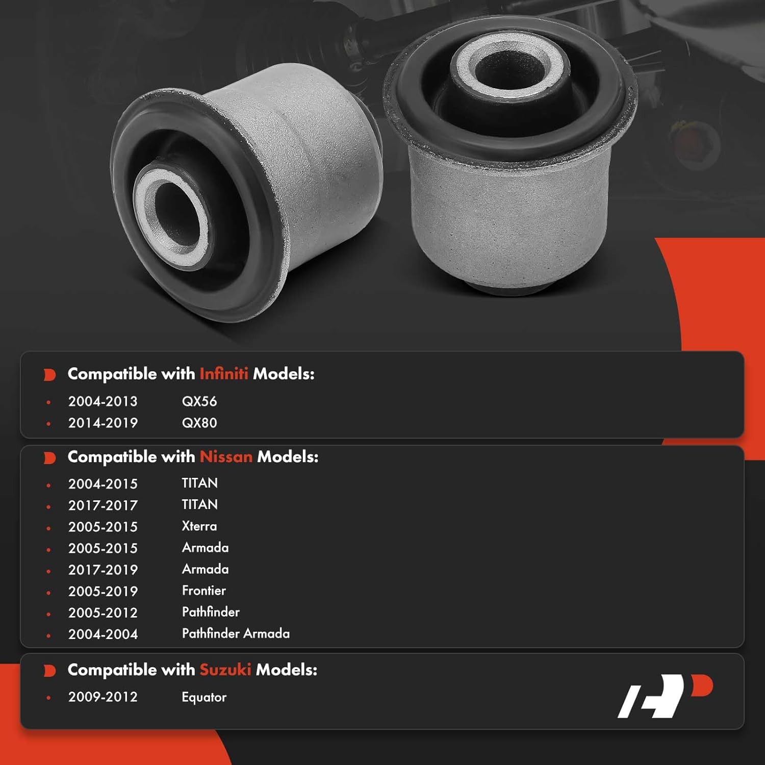 A-Premium 2 x Front Upper Control Arm Bushing Kit, Compatible with Nissan Frontier 2005-2019, Pathfinder 2005-2012, TITAN, Armada, Xterra, Pathfinder Armada & Infiniti QX80, QX56 & Suzuki Equator