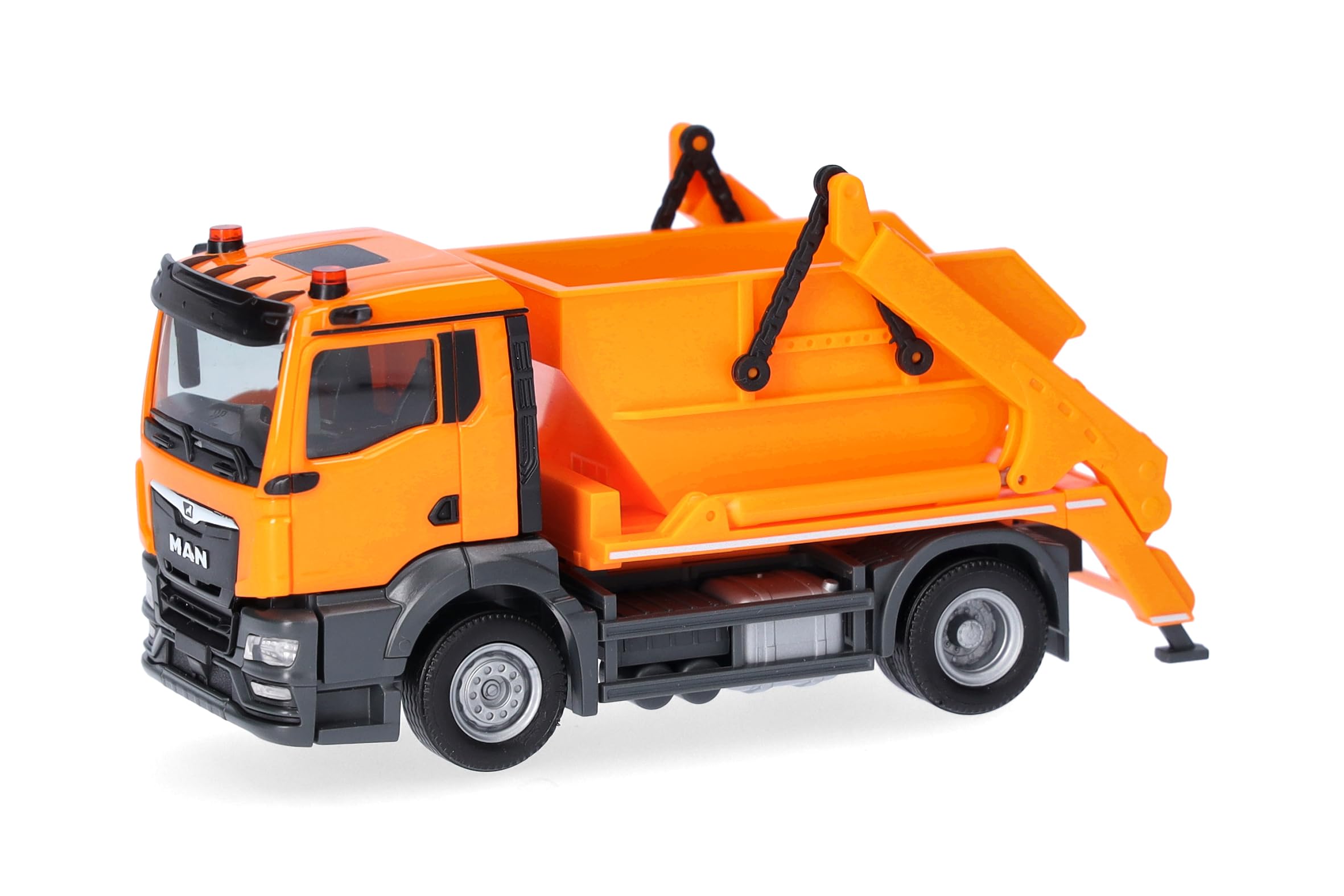 Herpa truck model MAN TGS NN skip loader AK12, on a scale of 1:87, plastic miniature, made in Germany, model building