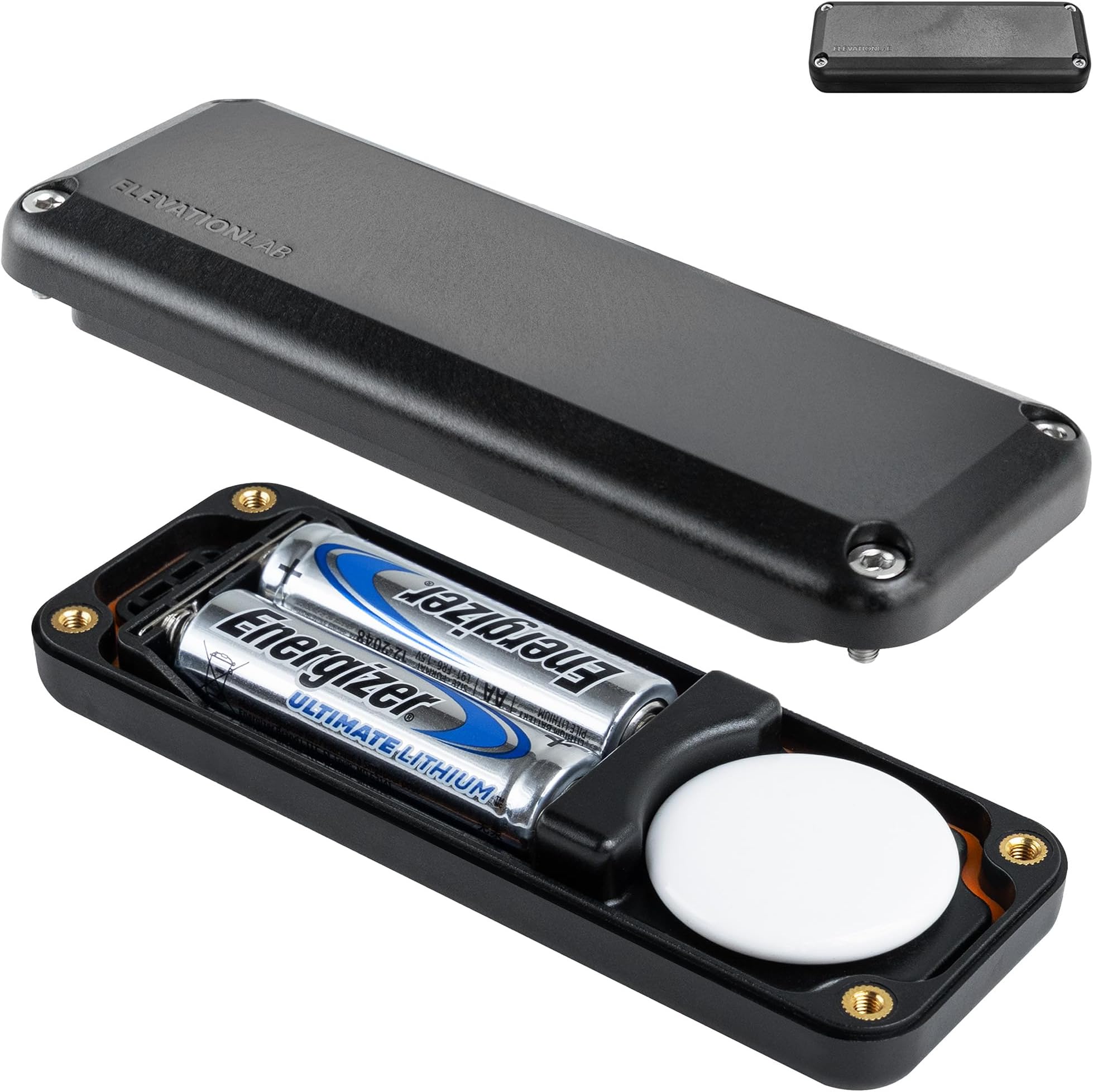 Elevation Lab AirTag 10-Year Extended Battery Case - Uses AA Batteries - 14x More Capacity Than CR2032 TimeCapsule | Waterproof, CR 2032 Battery Replacement